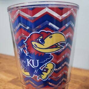 KU Jayhawks Tumbler with Red and Blue Chevron Design
